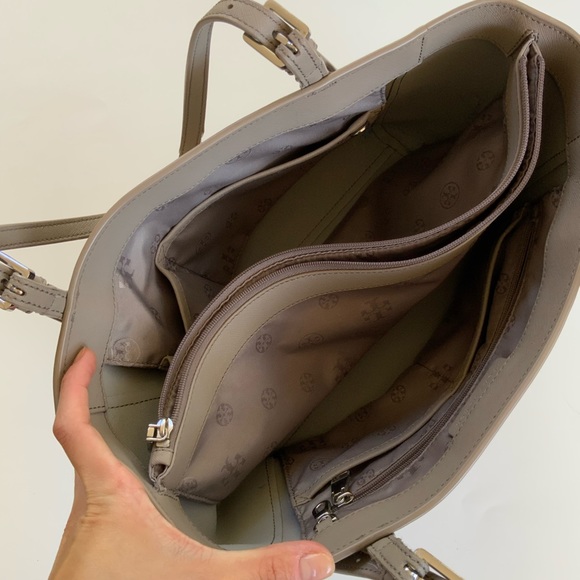 Tory Burch Leather York Tote Grey Saffiano Leather Purse - Picture 8 of 16